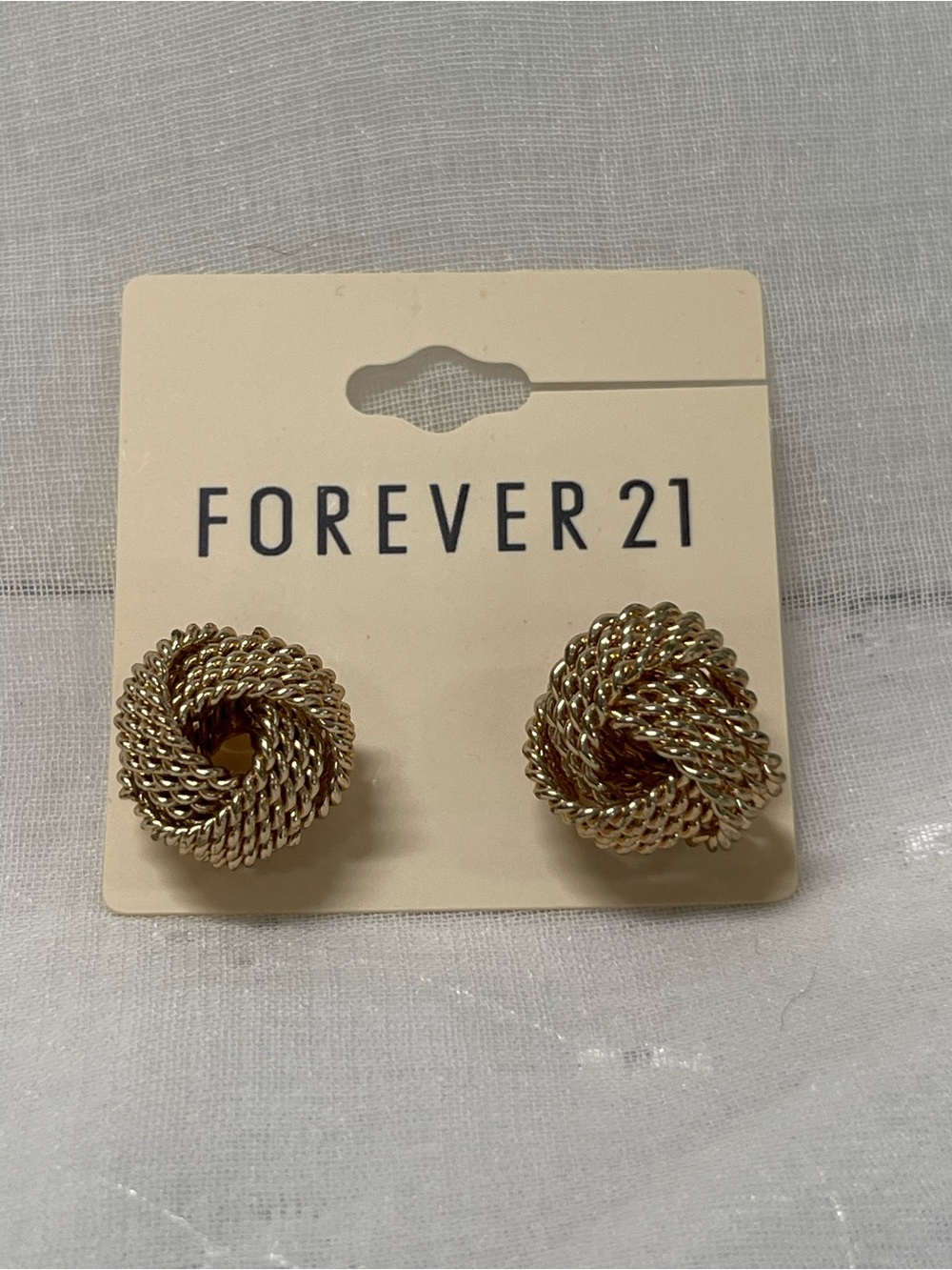 Forever 21 Shiny Gold Rope Knot Stud Earrings